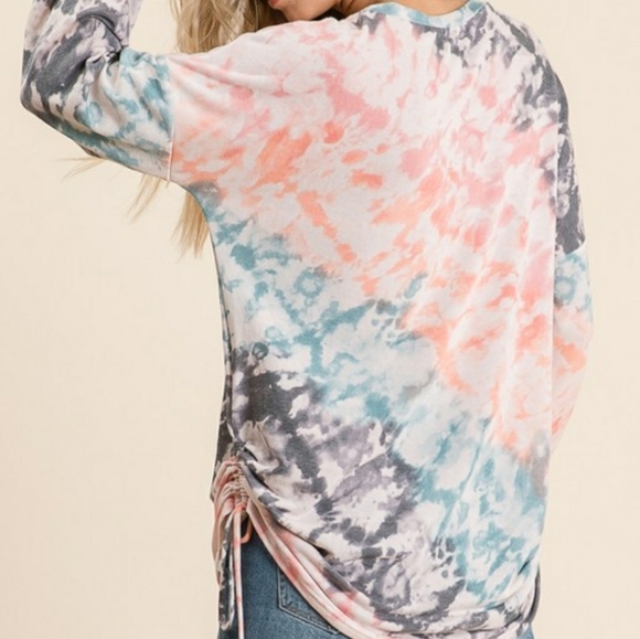 Vibes Tye Dye Dusty Color Top - Picture 2 of 4